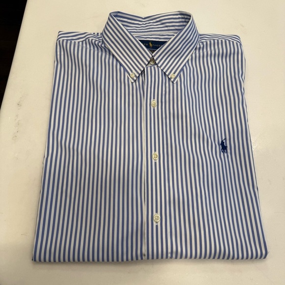 Ralph Lauren Men’s Performance Oxford Button Down Shirt Blue/white Stripe XL - Picture 10 of 11